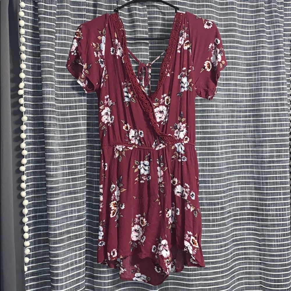 Open back maroon romper